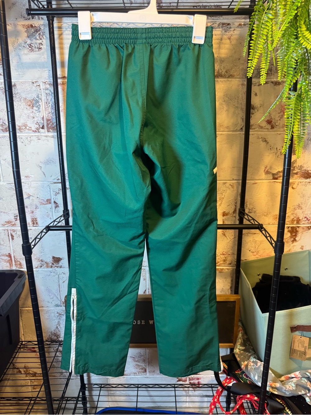 adidas Green Sweatpants with White Zipper Accents - Picture 8 of 9